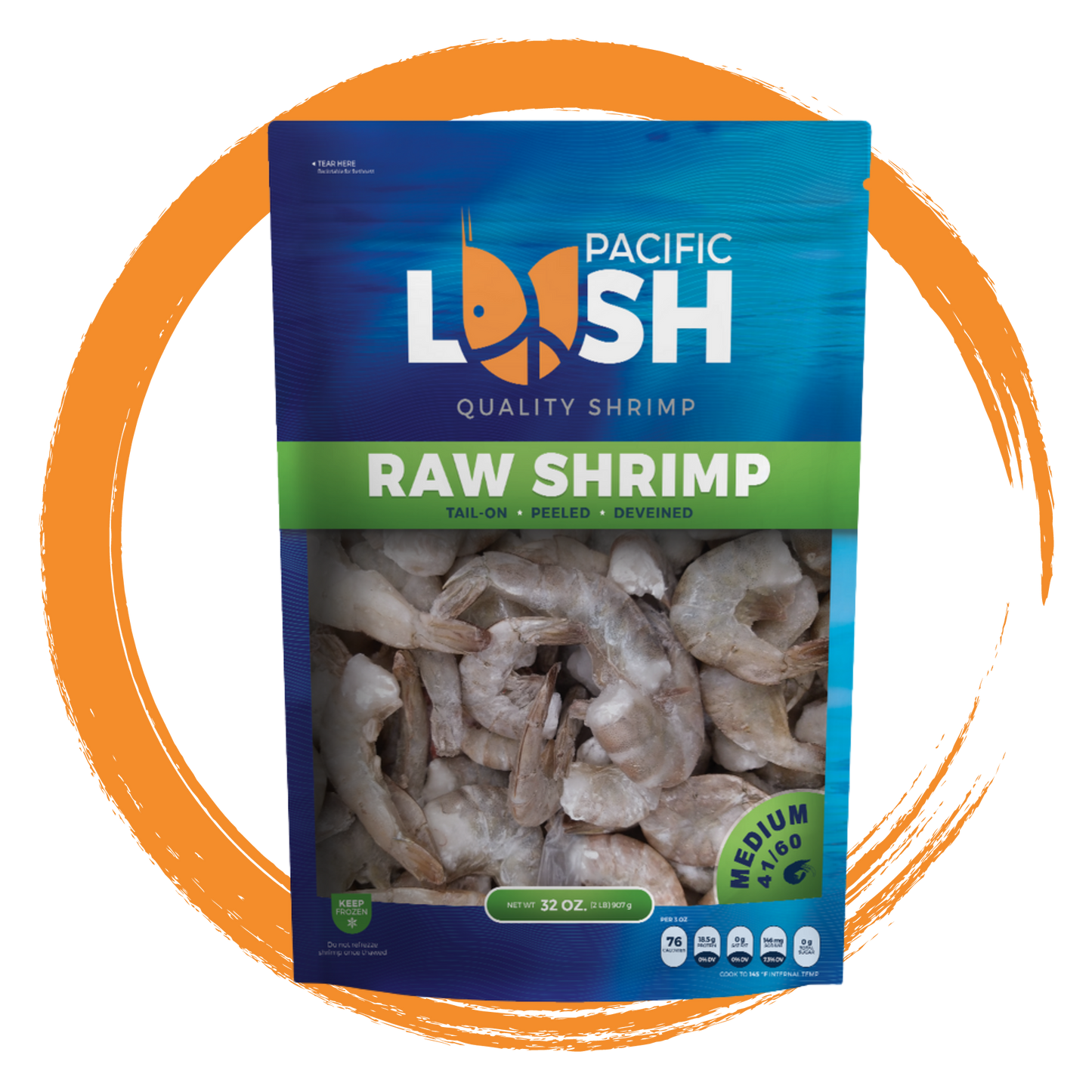 Medium 41/60 Pacific White Shrimp Head-Less. 24 lbs case.