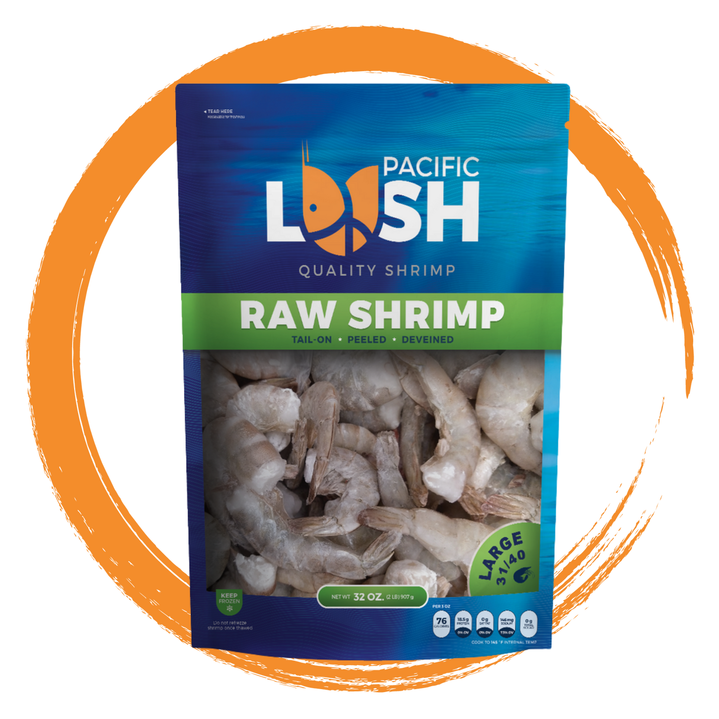 Large 31/40 - Pacific White Shrimp Head-Less. 24 lbs case.