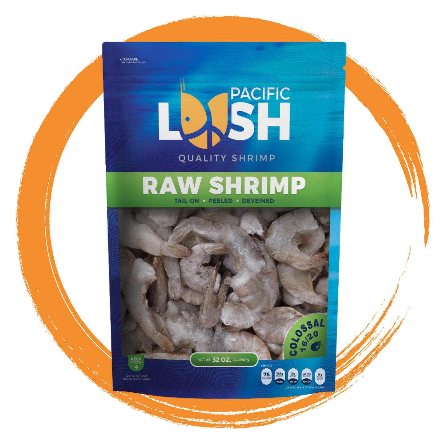 Colossal 16/20 - Pacific White Shrimp Head-Less. 24 lbs case.